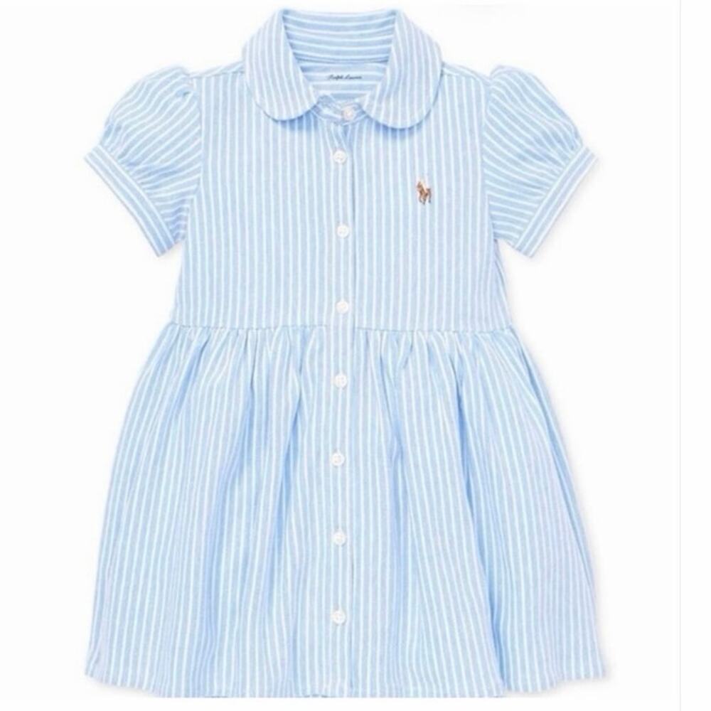 Ralph Lauren Baby Girls Striped
Knit Oxford Dress Sz 12M